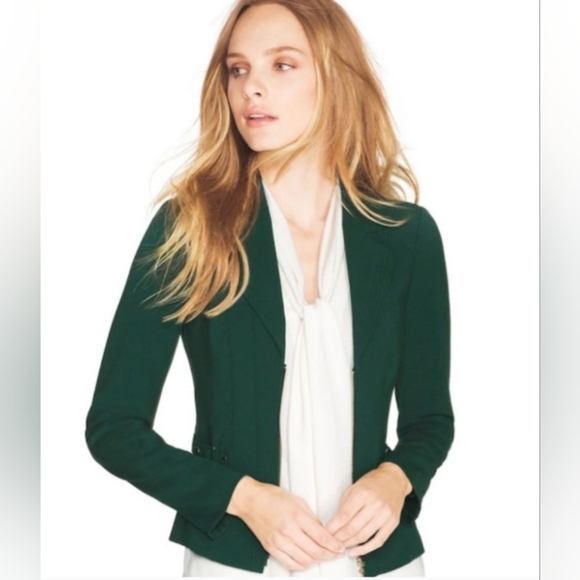 NWT WHBM Moto Jacket Bottle Green Size 8 - Picture 4 of 8